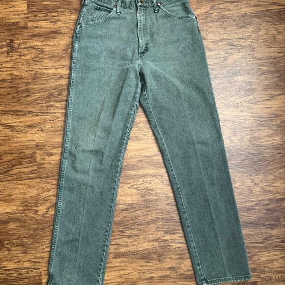 Wrangler VTG 80s Denim Jeans Green Western Straight Leg Men's 34x34 Rodeo USA - Picture 3 of 6